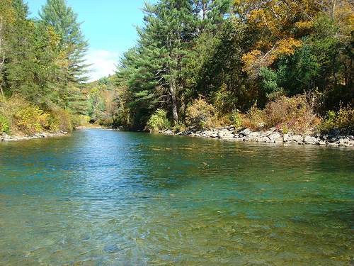 Swift River fly fishing is challenging. But, look at this view!