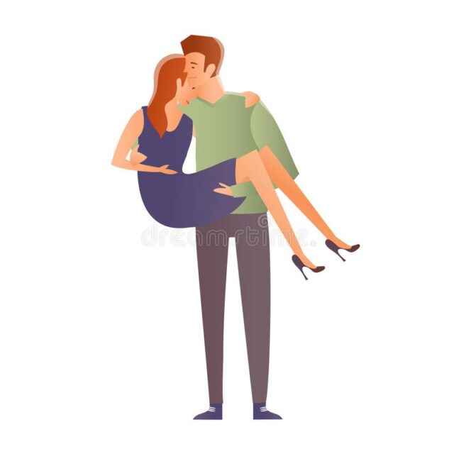Young Couple on a Date. Man Carrying Woman in His Arms. Vector Illustration, on White Background. Stock Vector - Illustration of marriage, arms: 102143279
